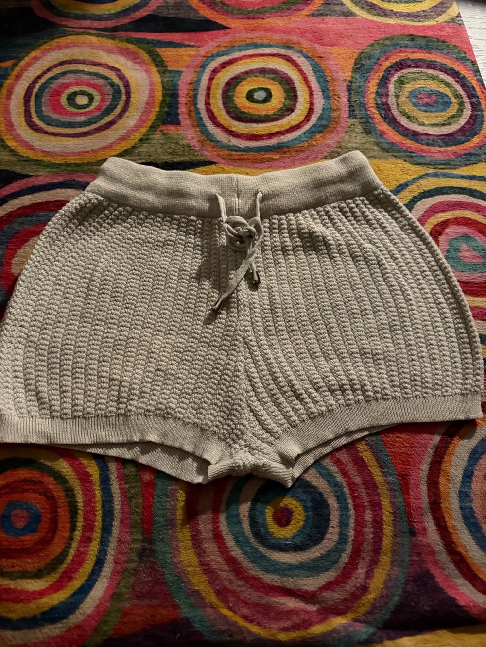 SHEIN Cream Knit Drawstring Athletic Shorts